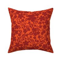 medium - Loose florals and branches with long leaves - scarlet smile crimson on red orange