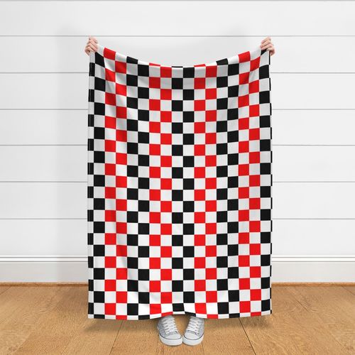 checker board stripe in red & black & white