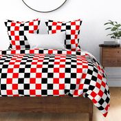 checker board stripe in red & black & white