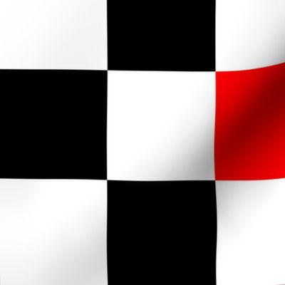 checker board stripe in red & black & white