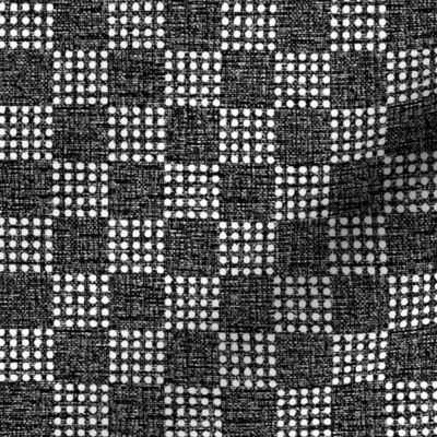 Checker Board black white Japanese block print style