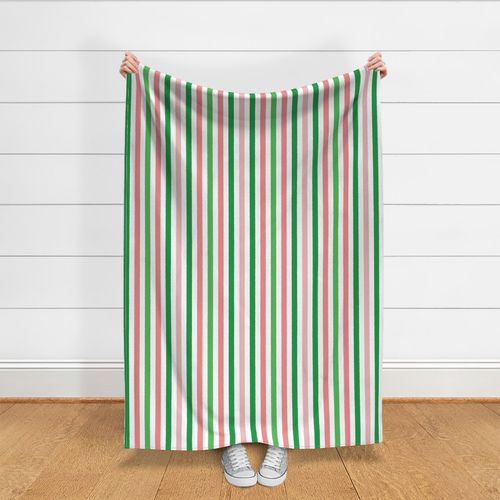 1 inch Watermelon Pink and Green Stripes Vertical