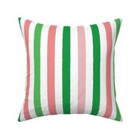 1 inch Watermelon Pink and Green Stripes Vertical