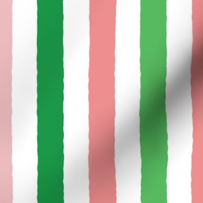 1 inch Watermelon Pink and Green Stripes Vertical