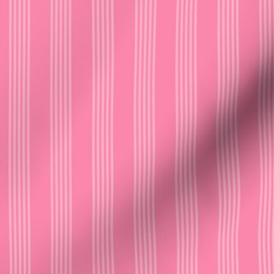 Small scale / Vertical 5 thin pastel stripes on retro pink / Cool monochromatic light baby pale straight lines on soft candy rose / simple plain classic 60s 70s modern girly fun blender