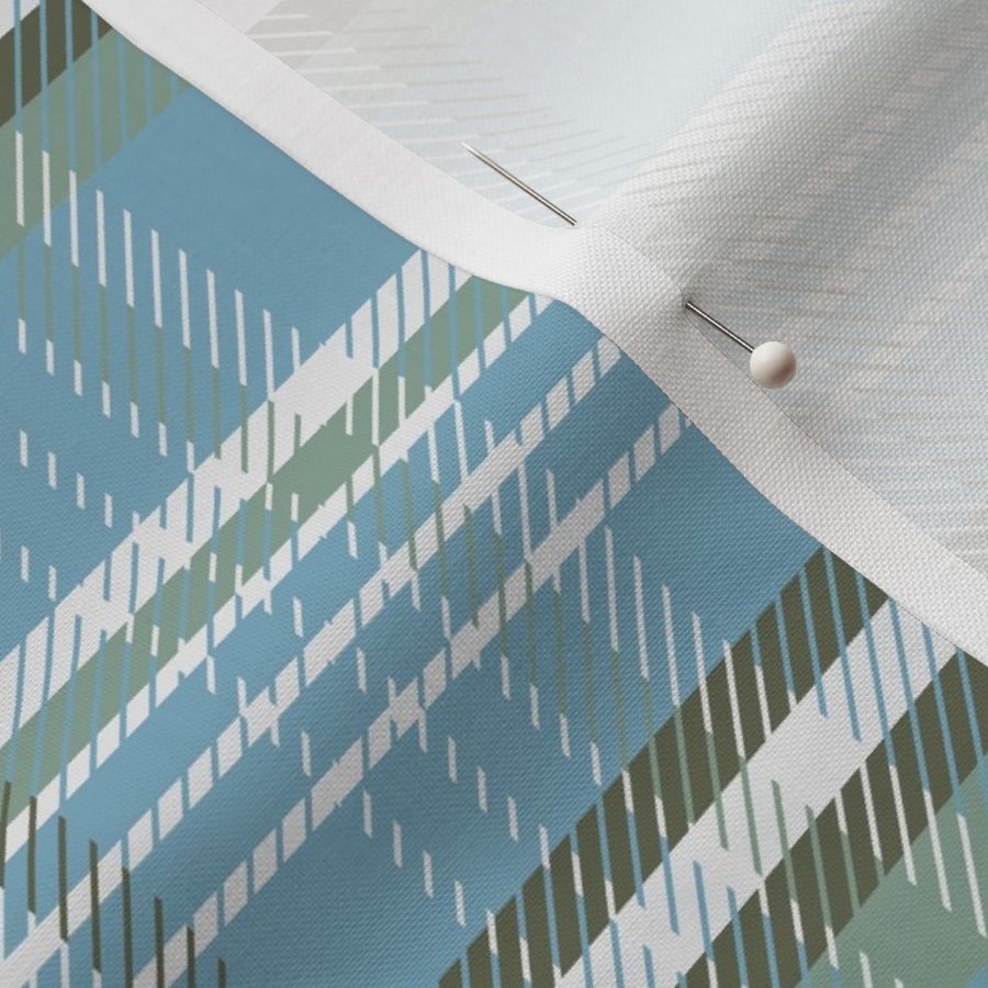 Light blue olive green traditional plaid tartan