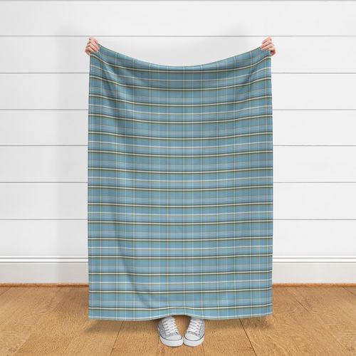 Light blue olive green traditional plaid tartan