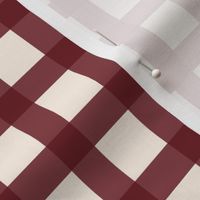 Gingham Plaid Burgundy  Check ,Autumn, Dark Red Plaid on Beige