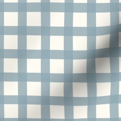 Gingham Plaid Dusty Blue Check, Autumn, Dusty Blue  Plaid on Beige Background 