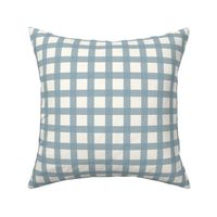 Gingham Plaid Dusty Blue Check, Autumn, Dusty Blue  Plaid on Beige Background 