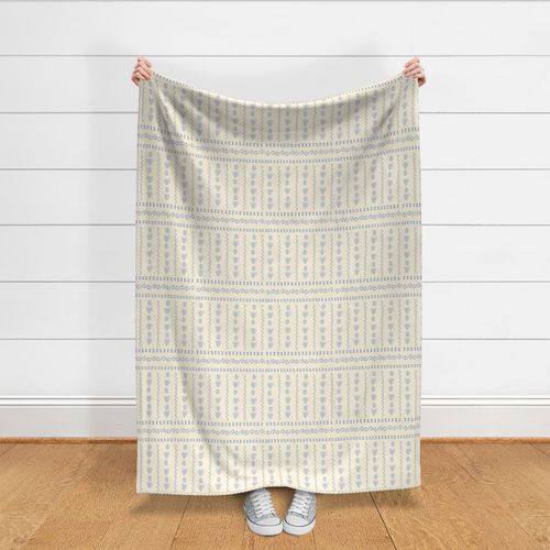 Tribal Boho - Mud cloth 2403051250 -cream - Light Blue - Baby Blue on Cream