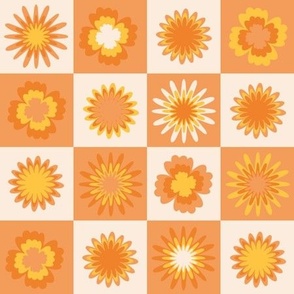 Groovy floral checkerboard