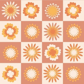 Groovy floral checkerboard