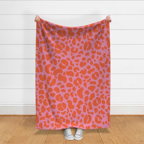 large jumbo scale // Tropical Cheetah animal print  pink and red