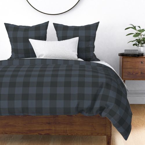 Gingham Check Plaid (3" squares) - Black & Charcoal Gray