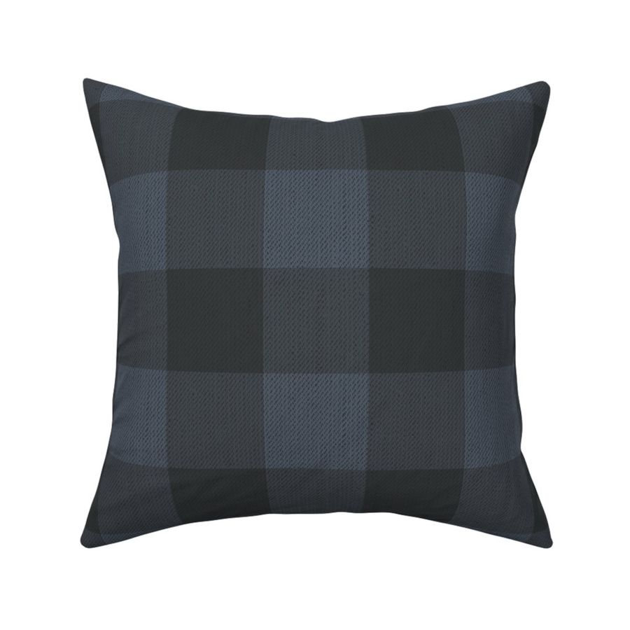 Gingham Check Plaid (3" squares) - Black & Charcoal Gray