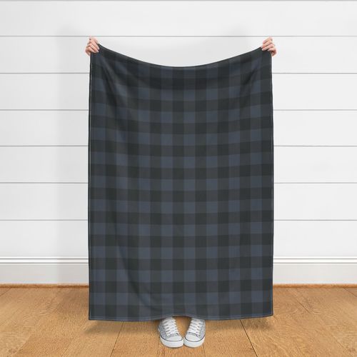 Gingham Check Plaid (3" squares) - Black & Charcoal Gray