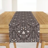 Wildwood flora.  Forest biome. Botanical damask  - Brown and Beige -Medium scale