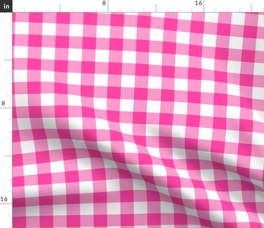 1” Hot Pink Gingham Check