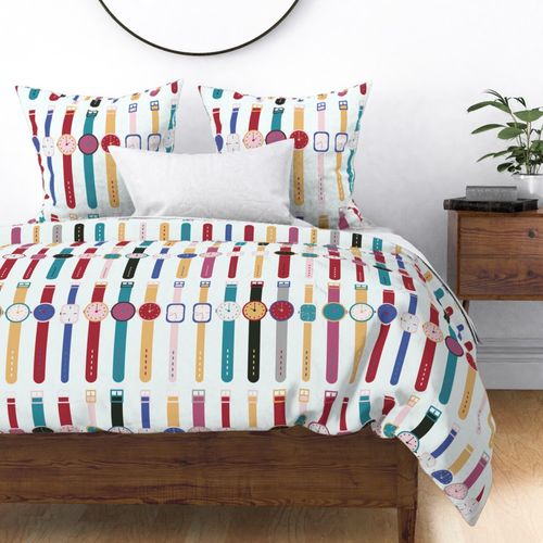 590 - large scale swatch time travel striped for kids wallpaper, teenage duvet cover