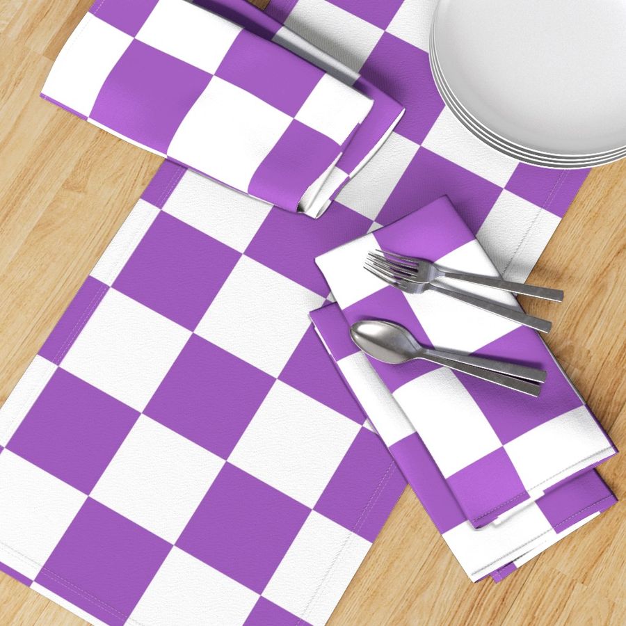 4” Jumbo Classic Checkers, Orchid Purple and White