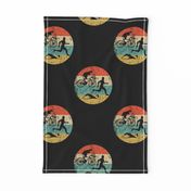 Retro Running Swimming Biking Icon Repeating Pattern Black