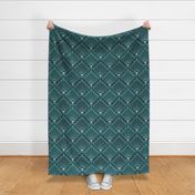 L Elegant Art Deco Pattern with Teal and Silver Geometric Design