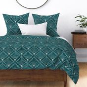 L Elegant Art Deco Pattern with Teal and Silver Geometric Design