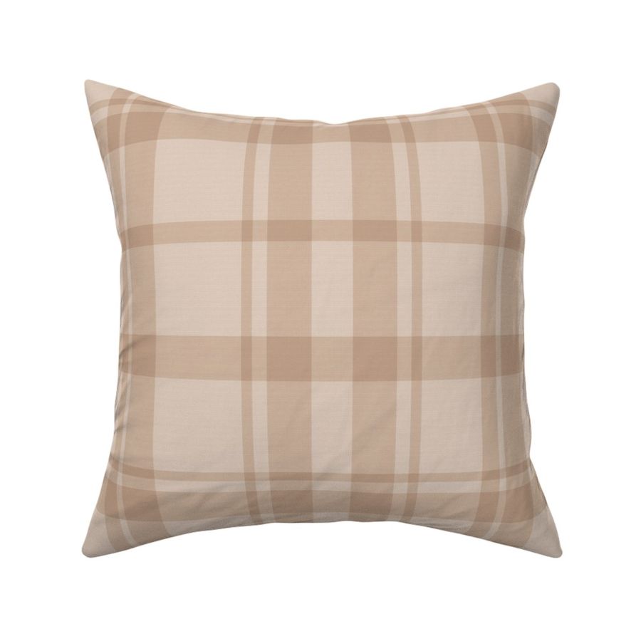 Brown Plaid  in Light Cocoa Brown and Neutral Beige - Large - Fall Plaid, Cabincore Plaid, Classic Plaid