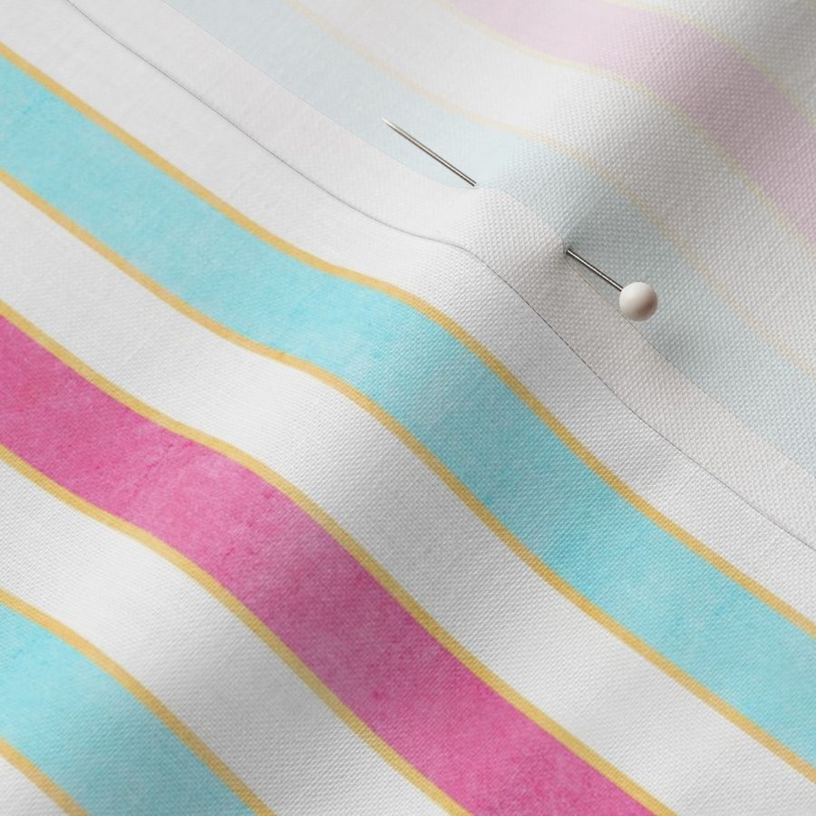 (With Texture) Summer Holiday Stripe. Pink, turquoise and white. Bedding. Sheets.