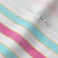 (With Texture) Summer Holiday Stripe. Pink, turquoise and white. Bedding. Sheets.