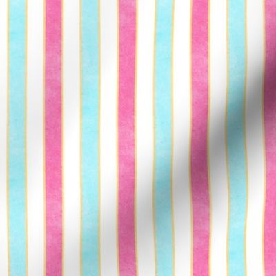 (With Texture) Summer Holiday Stripe. Pink, turquoise and white. Bedding. Sheets.