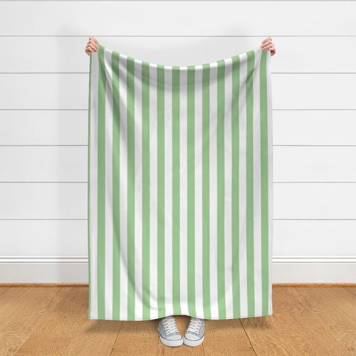 Small - 2" wide Awning Stripes - Pastel Celadon Green - White