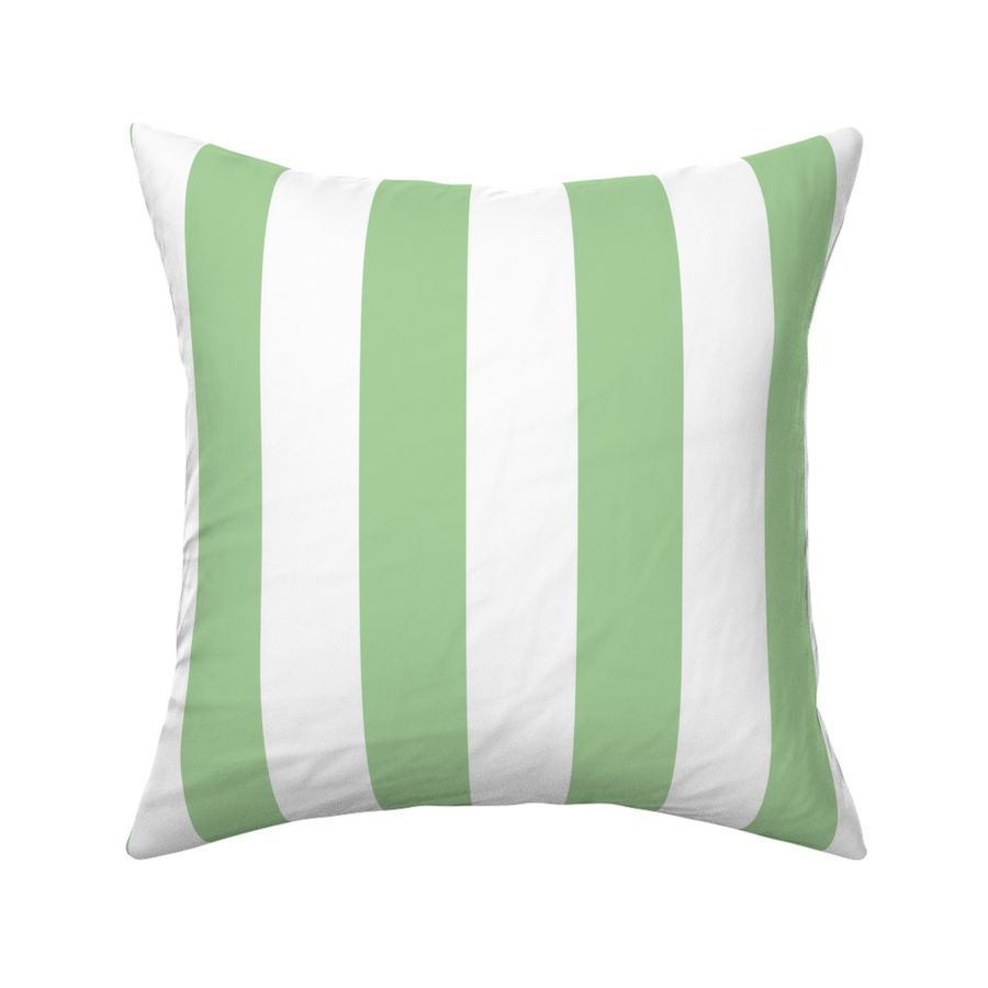 Small - 2" wide Awning Stripes - Pastel Celadon Green - White