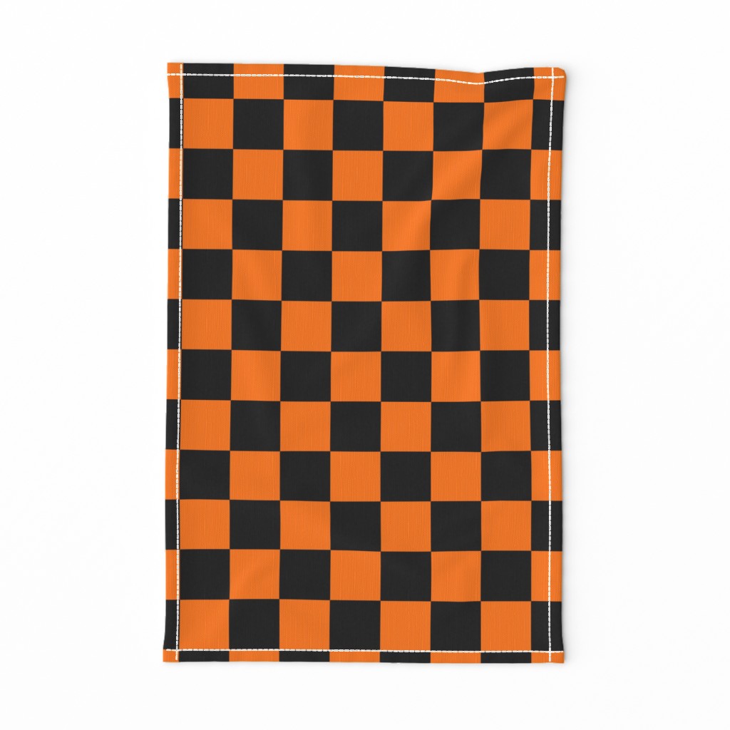 Neon Checks - Large - Classic Dark Black & Hot Hazard Orange - Florescent Fun