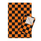 Neon Checks - Large - Classic Dark Black & Hot Hazard Orange - Florescent Fun