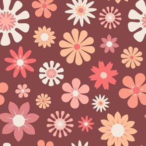 Retro Flowers - Mauve