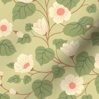 Anemone Vine | Large version | Graceful Climbing Florals in pink and pale green