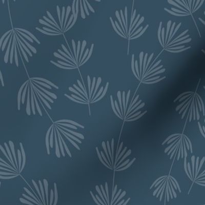  blue and dark blue leafy seaweed pattern