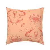 Ocean Crab, Lobster and Shrimp Scandinavian Halfdrop, Large Scale - Peach