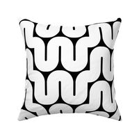 Retro Waves | Medium Scale | Rich Black | Black and White Modern Geometric