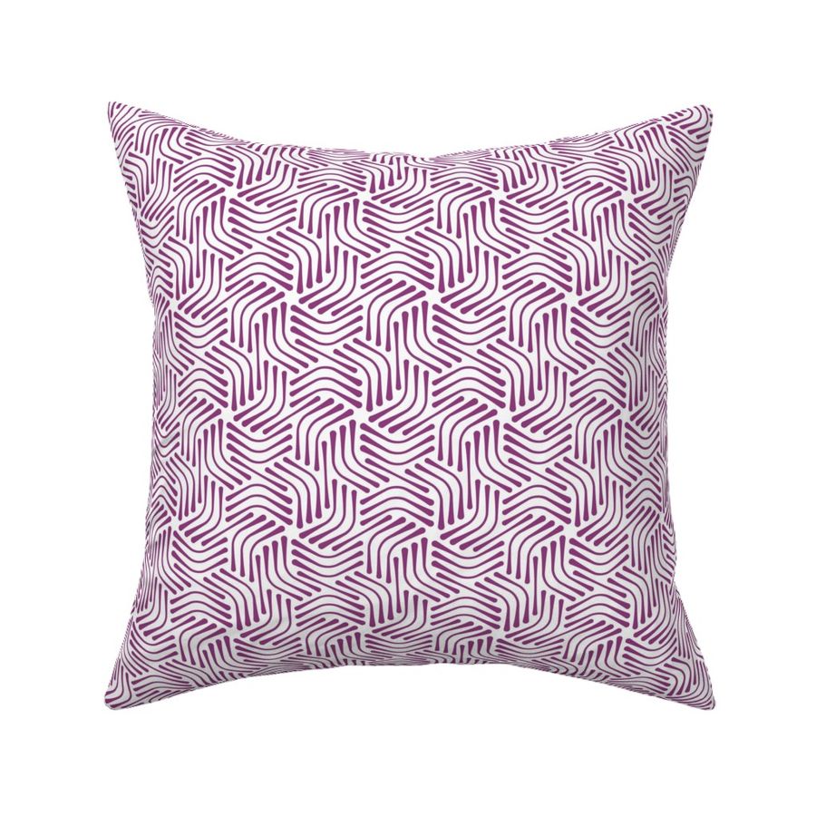 Plum striped hexagons on a white background.