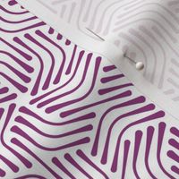 Plum striped hexagons on a white background.