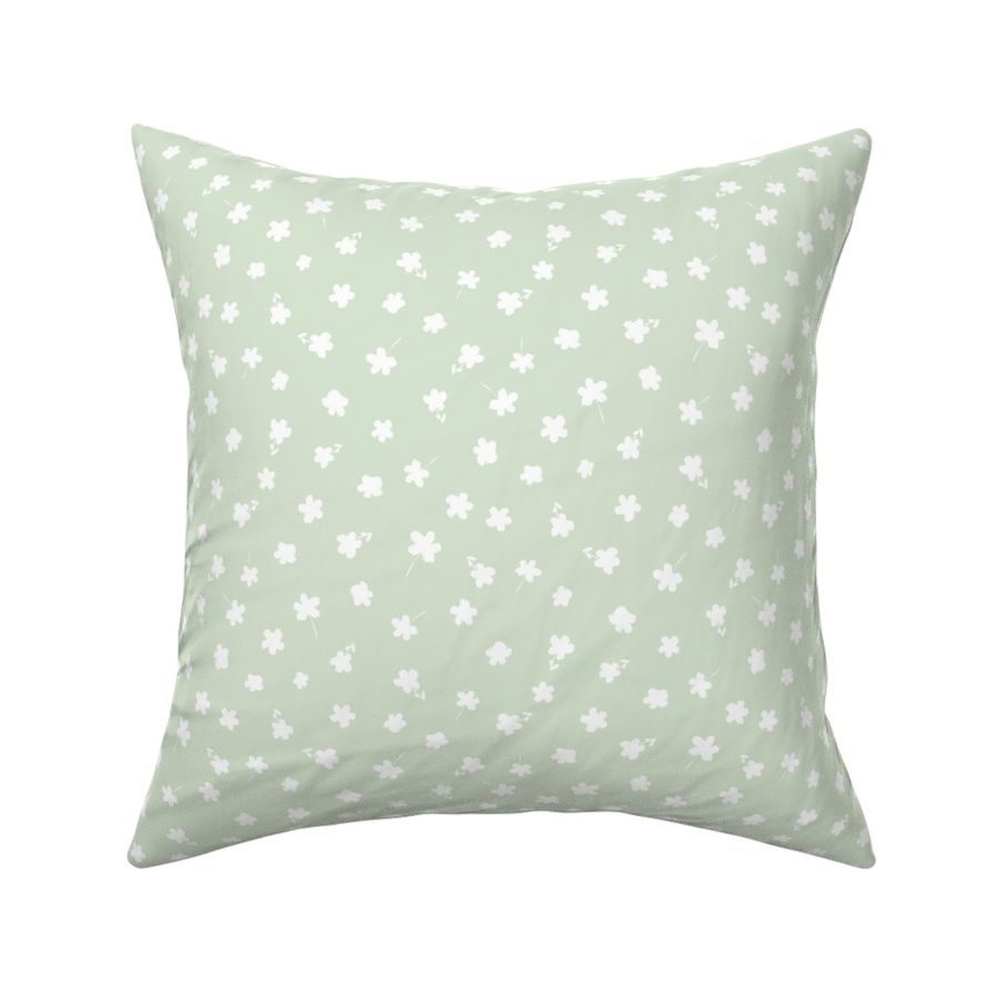 small - Flax florals - tossed tiny flowers - white on honeydew light green