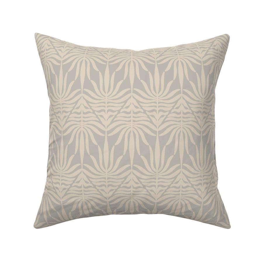 medium - Zigzag palm leaf foliage - waves of symmetric leaves - swan beige on moonstruck gray