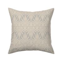 medium - Zigzag palm leaf foliage - waves of symmetric leaves - swan beige on moonstruck gray