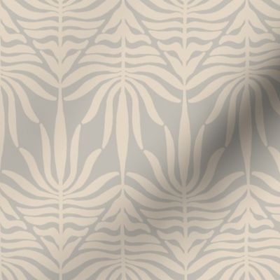 medium - Zigzag palm leaf foliage - waves of symmetric leaves - swan beige on moonstruck gray