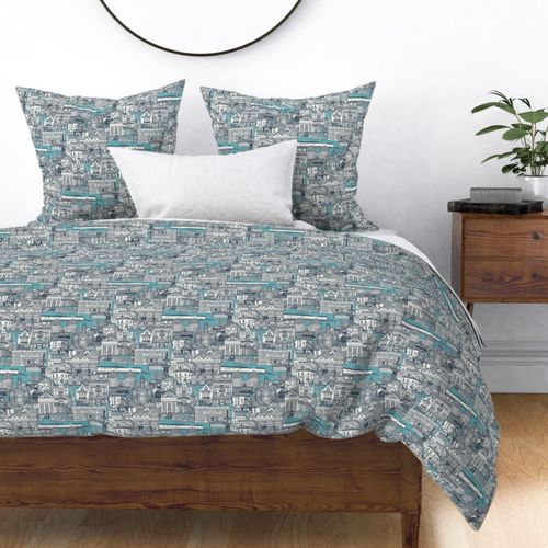 Penzance toile indigo turquoise small