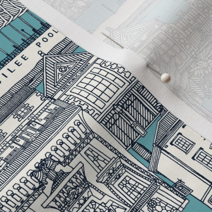 Penzance toile indigo turquoise small