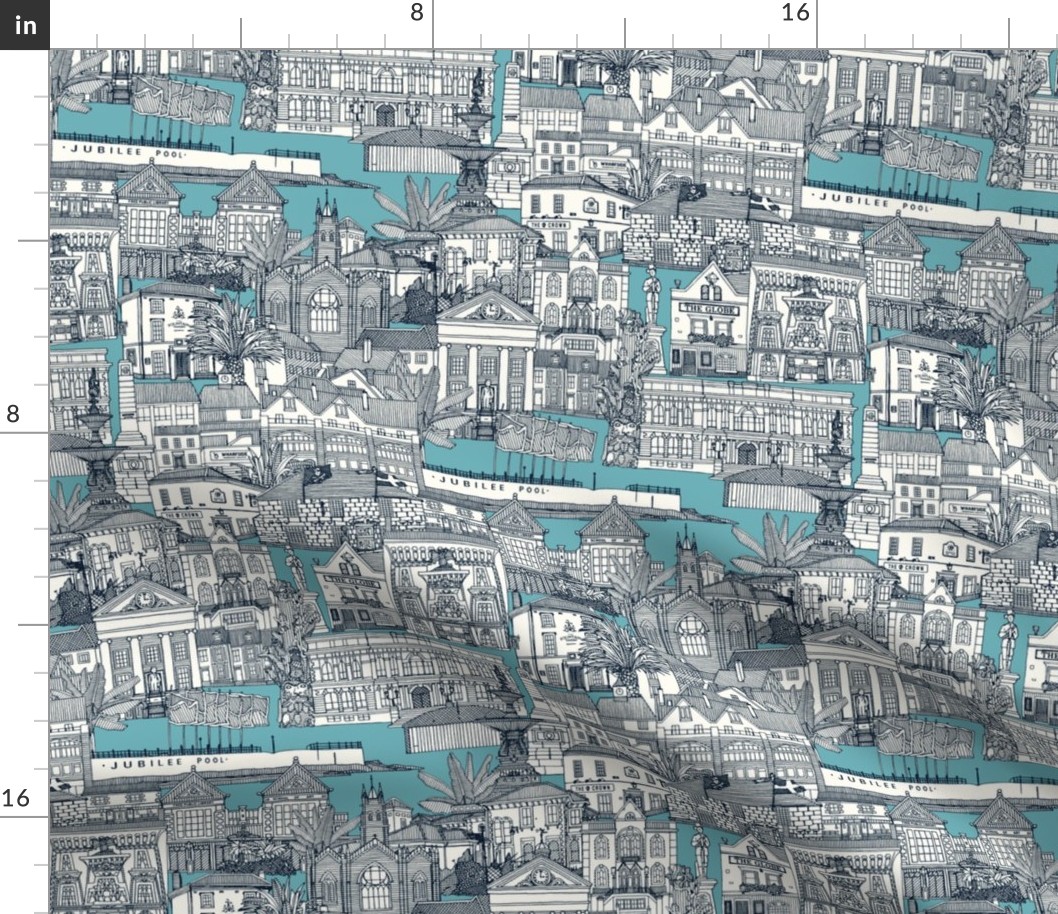 Penzance toile indigo turquoise small